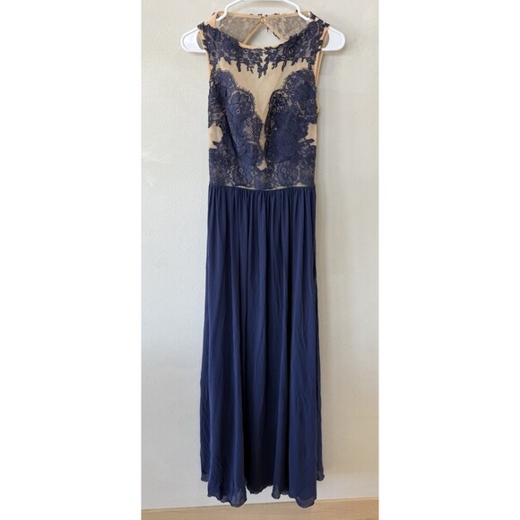 Sherri Hill Dresses & Skirts - Sherri Hill Prom Dress Women’s 12 Dark Blue Beige Maxi Long Sleeveless Sheer